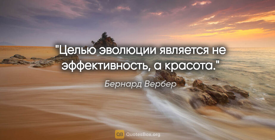 Бернард Вербер цитата: "Целью эволюции является не эффективность, а красота."