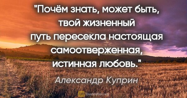 Александр Куприн цитата: "Почём знать, может быть, твой жизненный путь пересекла..."