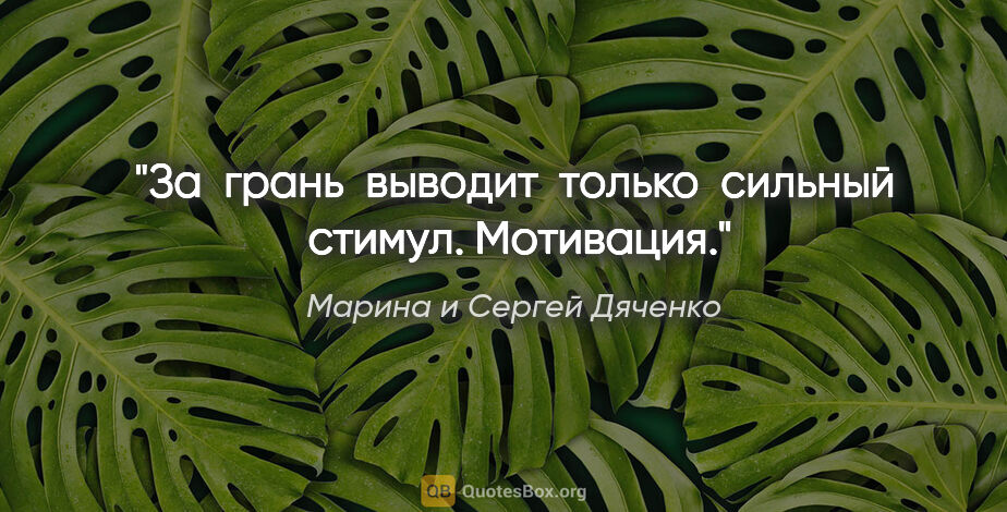 Марина и Сергей Дяченко цитата: "За  грань  выводит  только  сильный  стимул. Мотивация."