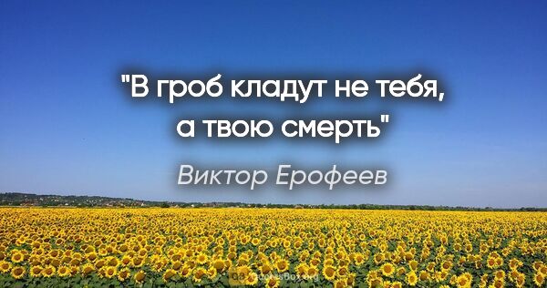 Виктор Ерофеев цитата: "В гроб кладут не тебя, а твою смерть"