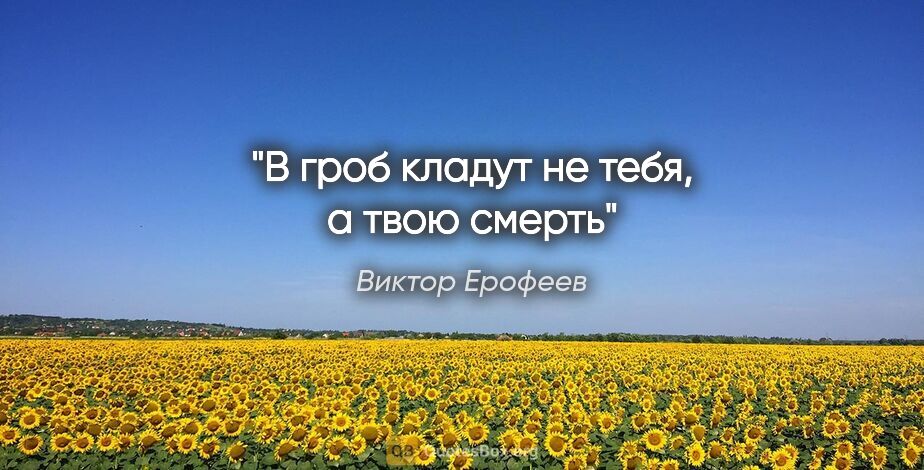 Виктор Ерофеев цитата: "В гроб кладут не тебя, а твою смерть"