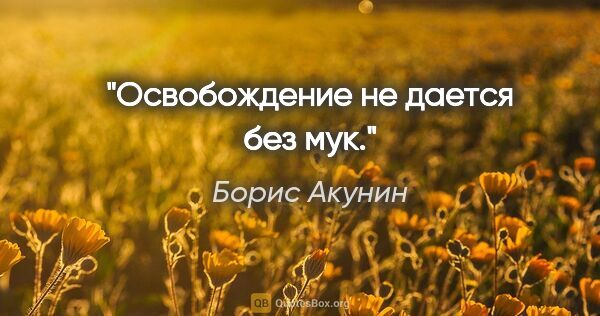 Борис Акунин цитата: "Освобождение не дается без мук."