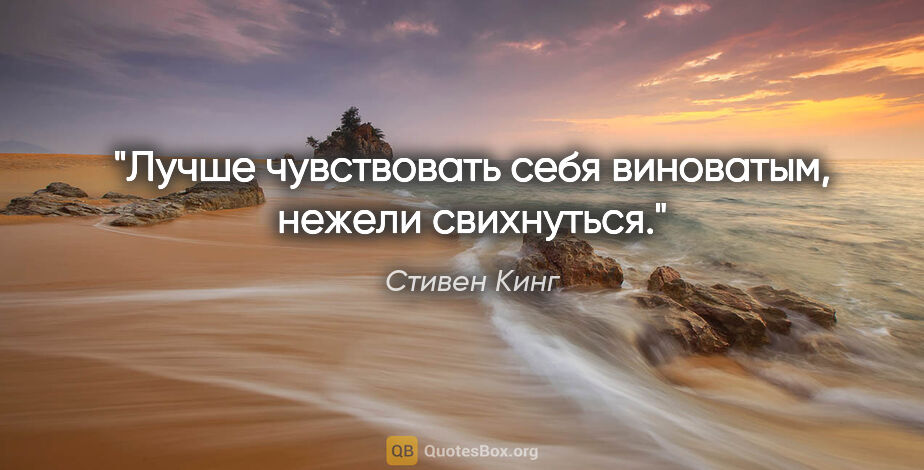 Стивен Кинг цитата: "Лучше чувствовать себя виноватым, нежели свихнуться."