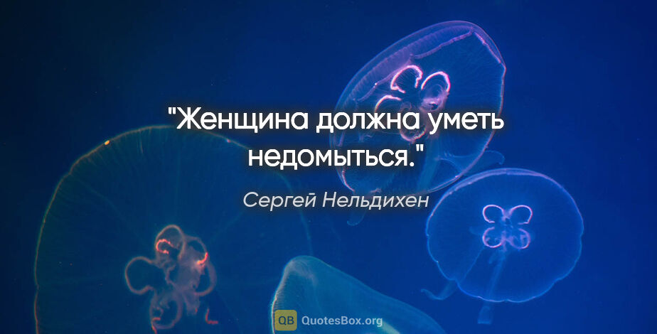 Сергей Нельдихен цитата: "Женщина должна уметь недомыться."