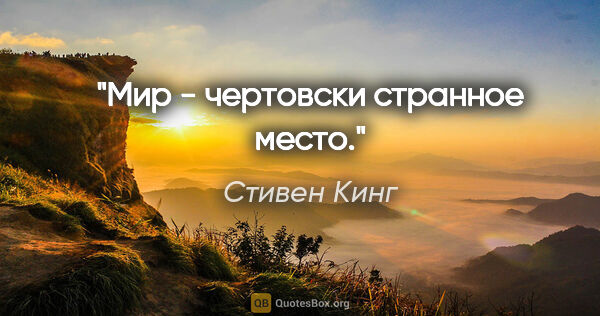 Стивен Кинг цитата: "Мир - чертовски странное место."