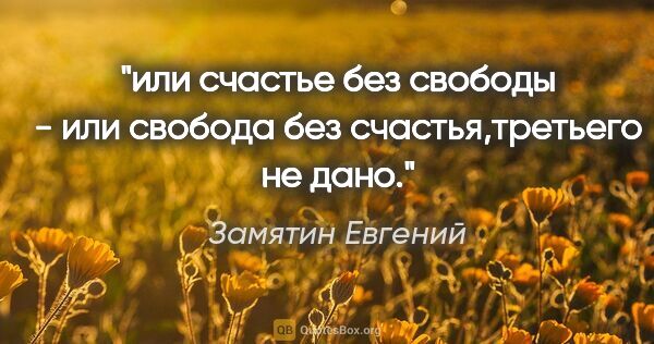 Замятин Евгений цитата: "или счастье без свободы - или свобода без счастья,третьего не..."