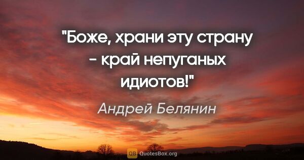 Андрей Белянин цитата: "Боже, храни эту страну - край непуганых идиотов!"