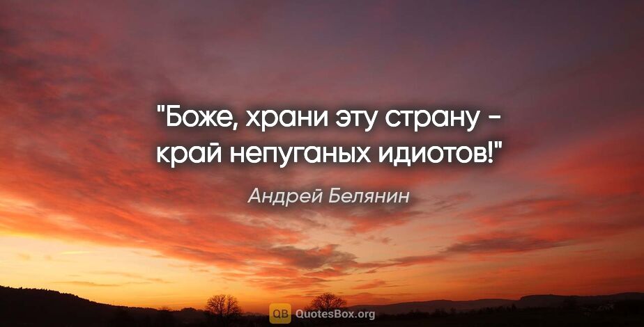 Андрей Белянин цитата: "Боже, храни эту страну - край непуганых идиотов!"