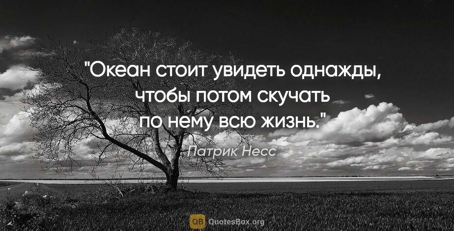 Патрик Несс цитата: "Океан стоит увидеть однажды, чтобы потом скучать по нему всю..."