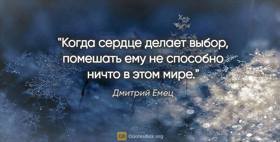 Дмитрий Емец цитата: "Когда сердце делает выбор, помешать ему не способно ничто в..."