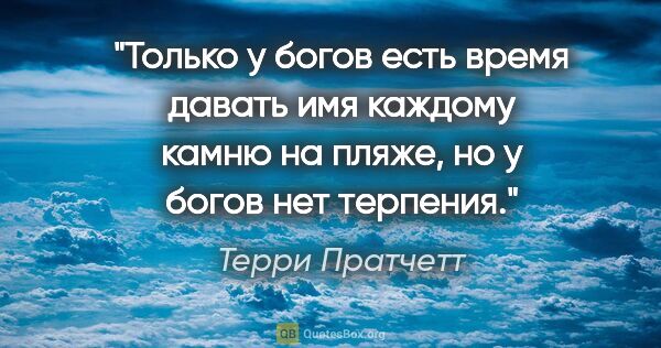 Терри Пратчетт цитата: "Только у богов есть время давать имя каждому камню на пляже,..."