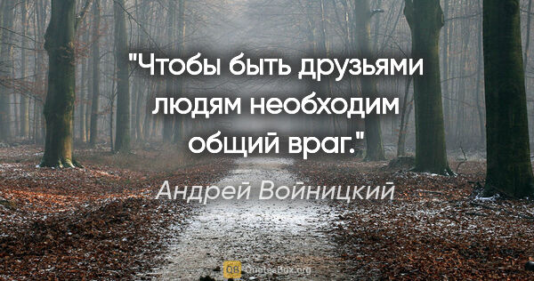 Андрей Войницкий цитата: "Чтобы быть друзьями людям необходим общий враг."