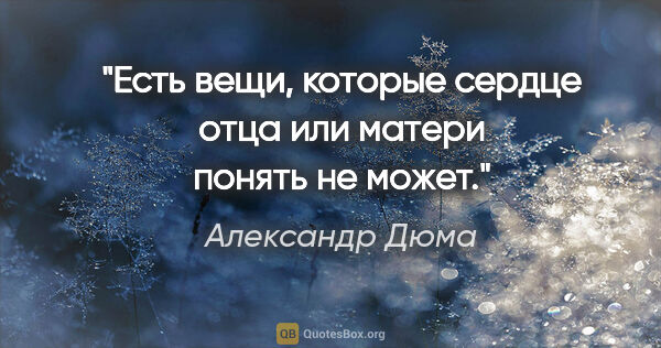 Александр Дюма цитата: "Есть вещи, которые сердце отца или матери понять не может."
