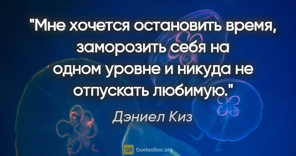 Дэниел Киз цитата: "Мне хочется остановить время, заморозить себя на одном уровне..."