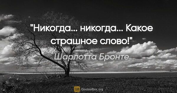 Шарлотта Бронте цитата: ""Никогда... никогда... Какое страшное слово!""