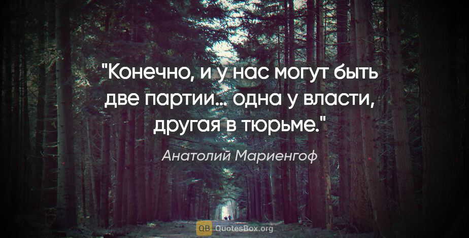 Анатолий Мариенгоф цитата: "Конечно, и у нас могут быть две партии… одна у власти, другая..."