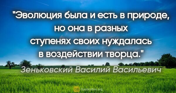 Зеньковский Василий Васильевич цитата: "Эволюция была и есть в природе, но она в разных ступенях своих..."