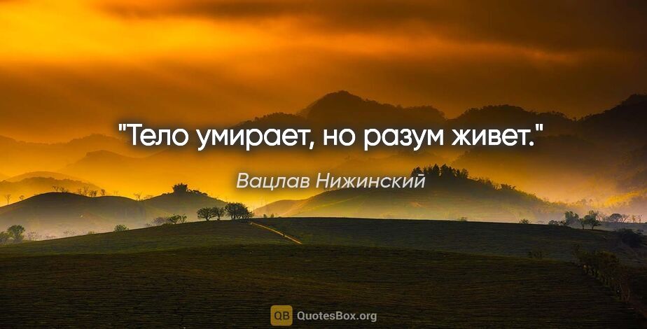 Вацлав Нижинский цитата: "Тело умирает, но разум живет."