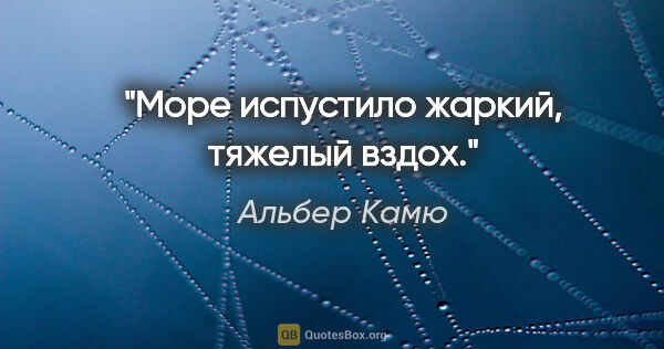 Альбер Камю цитата: "Море испустило жаркий, тяжелый вздох."