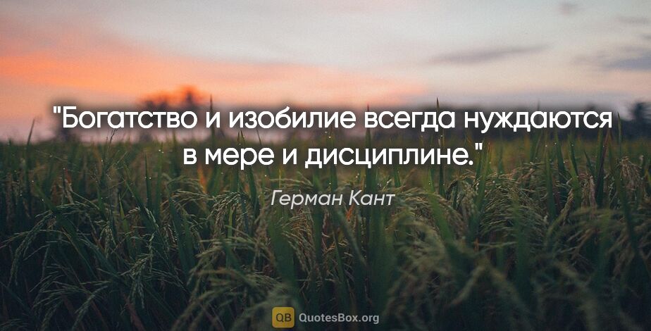 Герман Кант цитата: "Богатство и изобилие всегда нуждаются в мере и дисциплине."