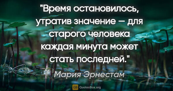 Мария Эрнестам цитата: "Время остановилось, утратив значение — для старого человека..."