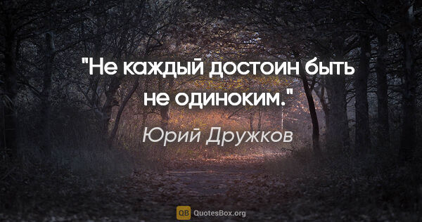 Юрий Дружков цитата: "Не каждый достоин быть не одиноким."