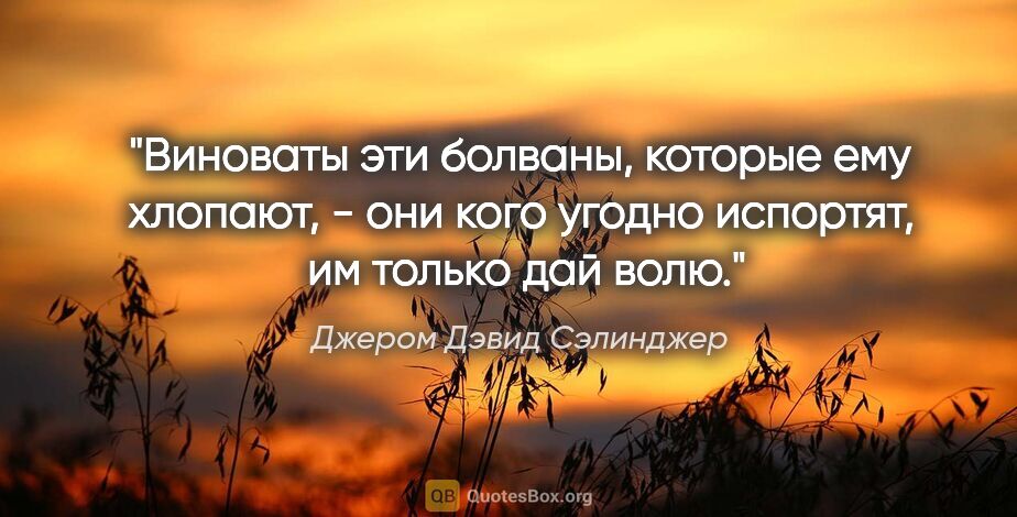 Джером Дэвид Сэлинджер цитата: "Виноваты эти болваны, которые ему хлопают, - они кого угодно..."