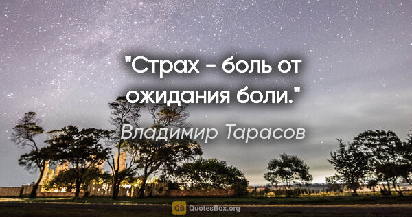 Владимир Тарасов цитата: "Страх - боль от ожидания боли."