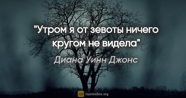 Диана Уинн Джонс цитата: "Утром я от зевоты ничего кругом не видела"