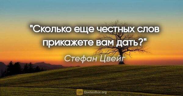 Стефан Цвейг цитата: "Сколько еще честных слов прикажете вам дать?"