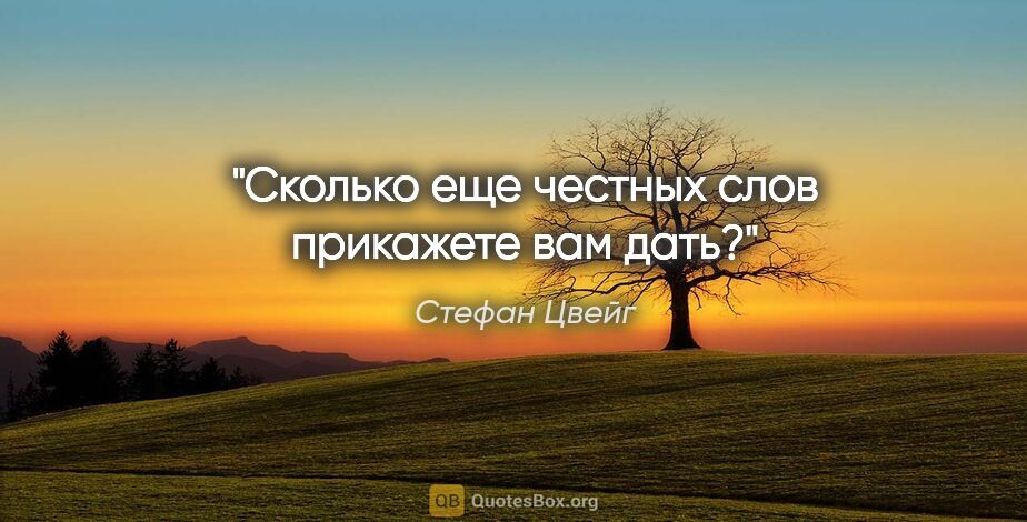 Стефан Цвейг цитата: "Сколько еще честных слов прикажете вам дать?"