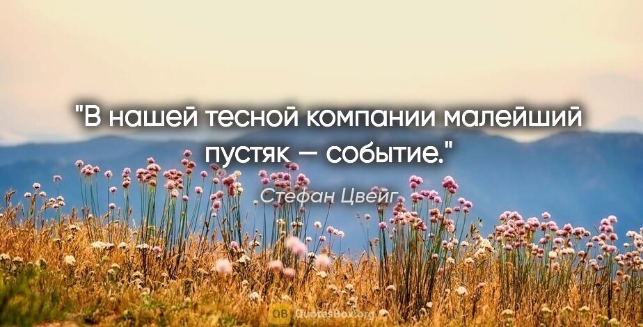 Стефан Цвейг цитата: "В нашей тесной компании малейший пустяк — событие."