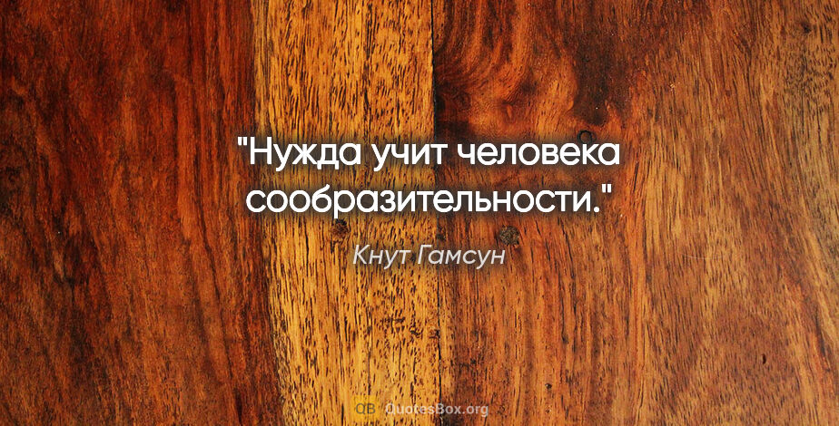 Кнут Гамсун цитата: ""Нужда учит человека сообразительности.""