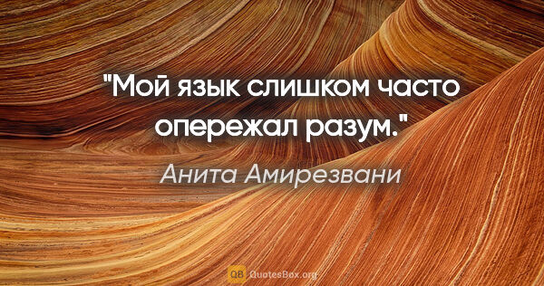 Анита Амирезвани цитата: "Мой язык слишком часто опережал разум."