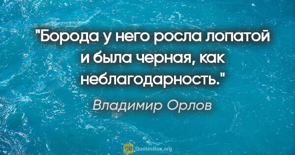 Владимир Орлов цитата: "Борода у него росла лопатой и была черная, как неблагодарность."