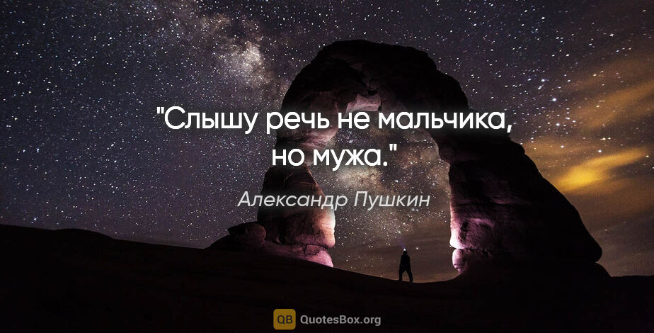 Александр Пушкин цитата: "Слышу речь не мальчика, но мужа."