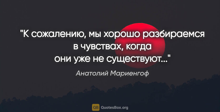 Анатолий Мариенгоф цитата: "К сожалению, мы хорошо разбираемся в чувствах, когда они уже..."