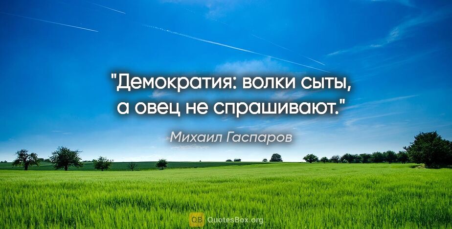 Михаил Гаспаров цитата: "Демократия: волки сыты, а овец не спрашивают."