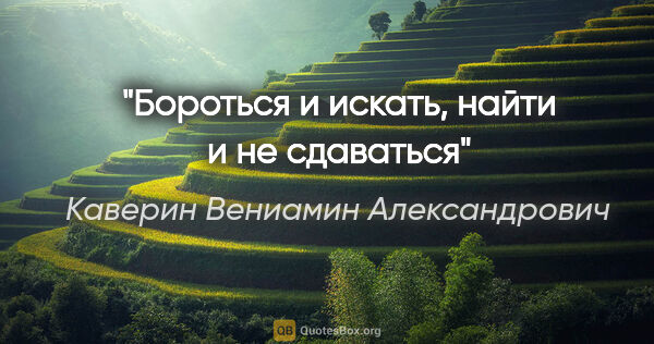 Каверин Вениамин Александрович цитата: "Бороться и искать, найти и не сдаваться"