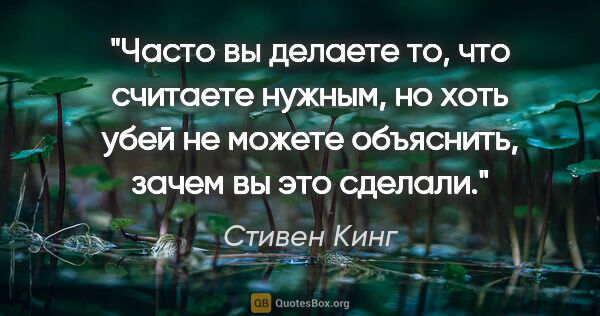 Стивен Кинг цитата: "Часто вы делаете то, что считаете нужным, но хоть убей не..."