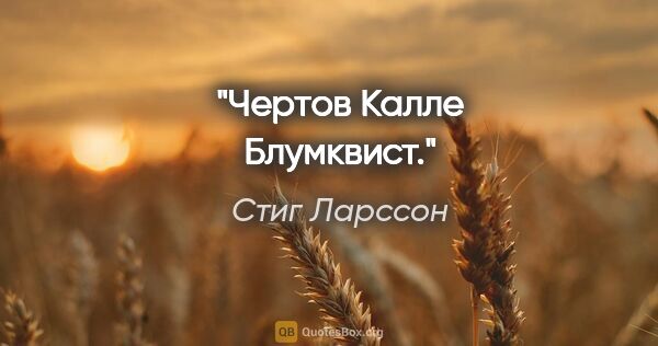 Стиг Ларссон цитата: "Чертов Калле Блумквист."