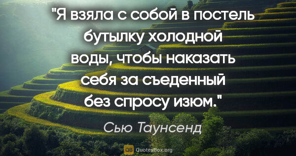 Сью Таунсенд цитата: "Я взяла с собой в постель бутылку холодной воды, чтобы..."