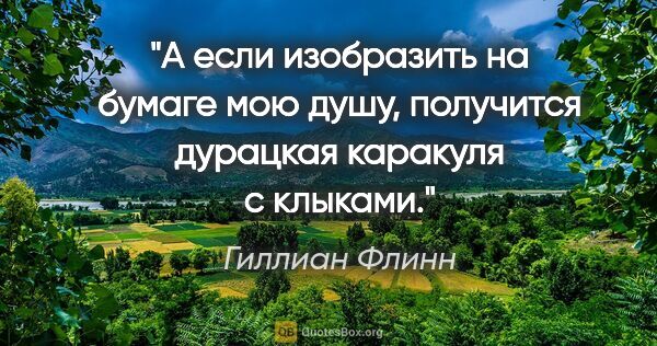 Гиллиан Флинн цитата: "А если изобразить на бумаге мою душу, получится дурацкая..."