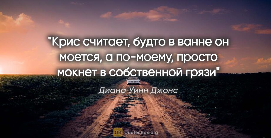 Диана Уинн Джонс цитата: "Крис считает, будто в ванне он моется, а по-моему, просто..."