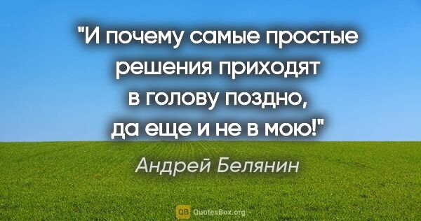 Андрей Белянин цитата: "И почему самые простые решения приходят в голову поздно, да..."