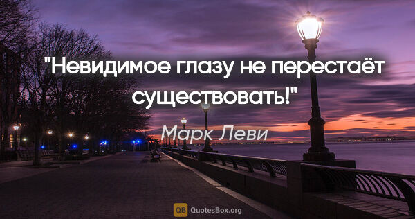 Марк Леви цитата: "Невидимое глазу не перестаёт существовать!"