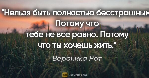 Вероника Рот цитата: "Нельзя быть полностью бесстрашным. Потому что тебе не все..."