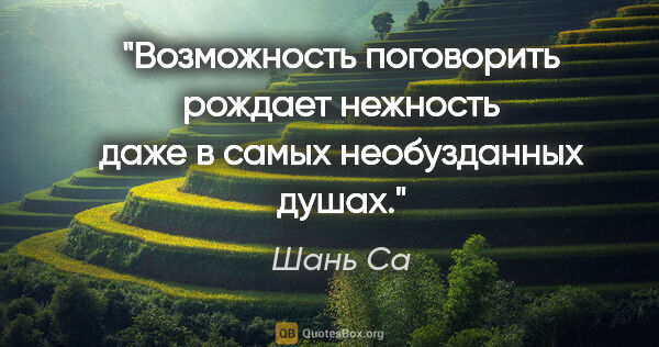 Шань Са цитата: "Возможность поговорить рождает нежность даже в самых..."