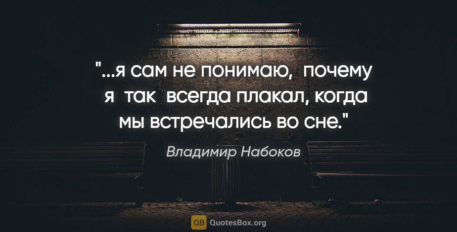 Владимир Набоков цитата: "я сам не понимаю,  почему  я  так  всегда плакал, когда мы..."