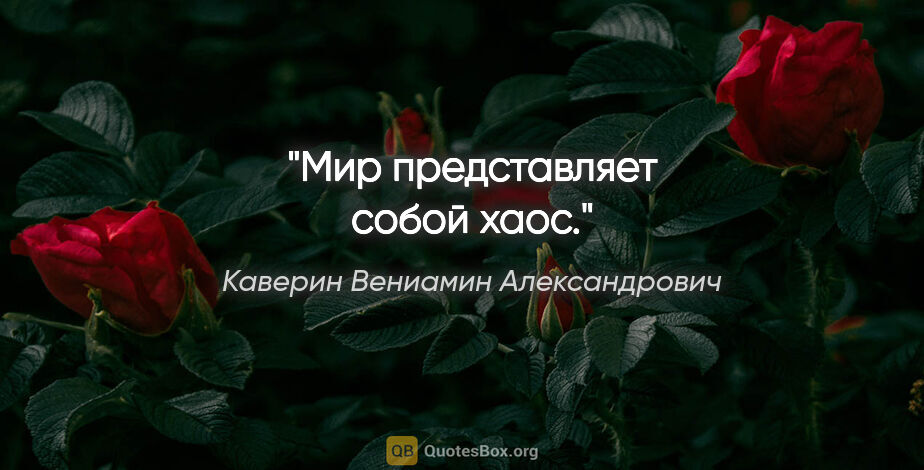 Каверин Вениамин Александрович цитата: "Мир представляет собой хаос."
